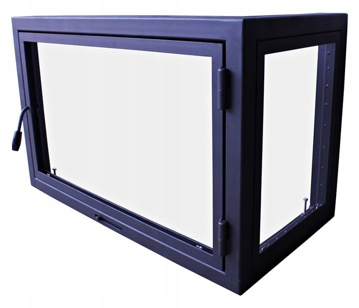 Puertas de Chimenea Fabricadas a Medida Hornos chimeneas Puerta Horno con Cristal para Horno pizzero, Hierro Fundido. Sentido de Apertura: a la Derecha | El Mango está a la Izquierda.