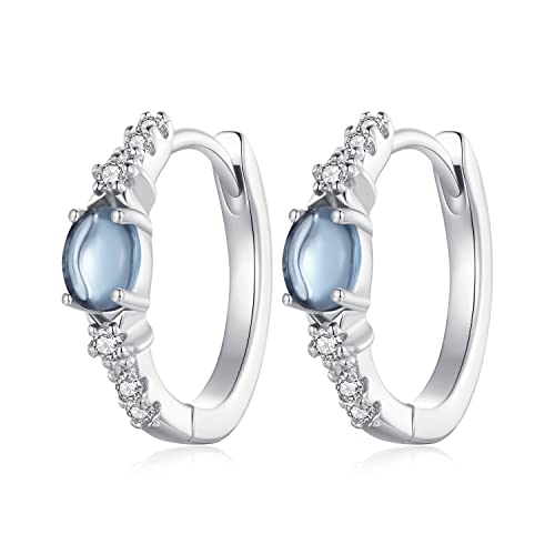 Boucles d'oreilles créoles HHRFCS en argent 925 et saphir bleu chic