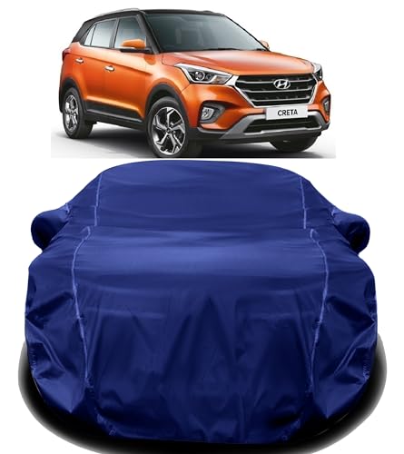 Image of AUCTIMO Creta Car Cover Waterproof /Creta Car Cover 2021 Waterproof with Triple Stitched Fully Elastic Ultra Surface Body Protection (Navy Look)