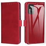 MOONESS Coque Samsung Galaxy A13 4G / A04s + Verre Trempé,Housse en Cuir Samsung Galaxy A13 5G,Magnetique Flip Case Cover Portefeuille Etui pour Samsung Galaxy A13 4G / 5G / A04s,Rouge