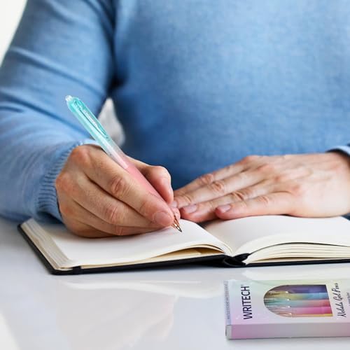 WritECH Gel Pens Fine Point: 0.7mm Black Ink Retractable 6ct Smooth Writing with Aesthetic Gradient Paint Barrel for Journaling Note Take Silent Click No Batter Nebula Pen Set