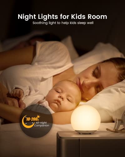 Morfone Night Light For Kids Baby Night Light With Soft Warm Light & Auto 8 Color Changing Dimmable Rechargeable Nursery Night Light With Touch Control & Timer Setting For Breastfeeding Up To 200H #TOP3