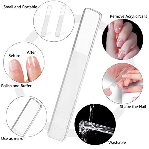 Harapu Glass Nail File, Nano Nail Shiner Glass Nail Files Nail Buffers Polisher Professional Crystal Manicure Tools Kit For Natural Nails, 2 Pcs #TOP7