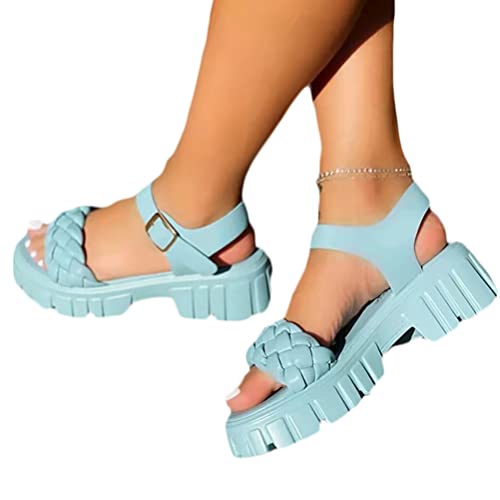 Chiusura: fibbia Onsoyours Donna Sandali Platform Moda Casual Plateau Estivi Pelle Riciclata Cinturino alla Caviglia Sandalo A Azzurro 42 EU