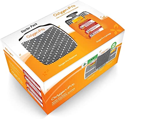 Oxygen-Pro - Starter Kit - Commercial Air Freshener And Deodorizer, Wall Mounted, Battery Operated Automatic Dispenser, Odor Eliminator, And Fragrancing System (Strong Scent) #TOP7