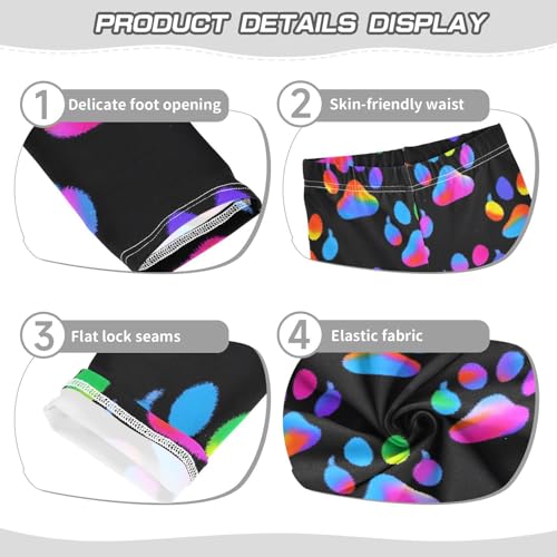 Neon Dog Paw Girls Leggings Soft Stretch Workout Yoga Dance Pants for Kids Casual Tights3