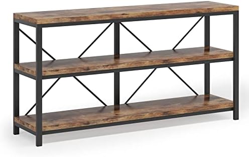Sofa Table, 3 Tiers TV Console TV Stand Long Sofa Table with Storage Shelves for Hallyway, Living Room, 55 Inch