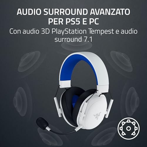 BlackShark V3 X HyperSpeed PlayStation - Cuffie wireless per eSport gaming - Ultraleggere 270g - Driver TriForce da 50mm - Microfono rimovibile - HyperSpeed 2,4 GHz e Bluetooth - PS5/PC | Bianco - Cuffia gaming - Immagine 5