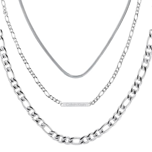 Calvin Klein Women's LINKED Collection Set of 3 Necklaces in Stainless Steel - 35700002