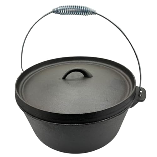 Vivicreate 9 QT Vegitable oil coated Cast Iron Dutch Oven Camping Pot with Lid, Black