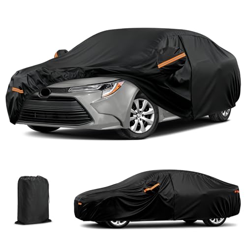 Waterproof Car Cover for Toyota Corolla, 6 Layers Covers with Cotton Liner and Zipper Door, All Weather Full Exterior Cover, Snow Rain Hail Dust Leaves Bird droppings Protection