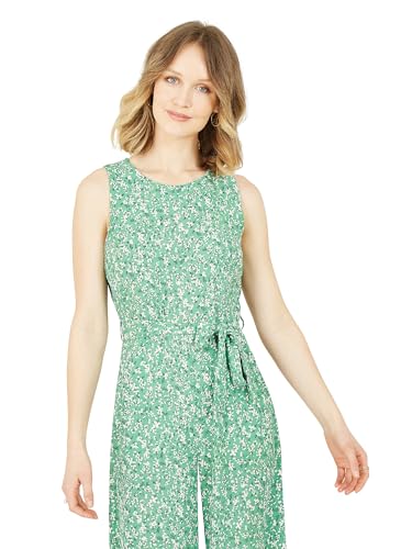 Mela London Mela Green Ditsy Flower Sleeveless Culotte Jumpsuit Green 16