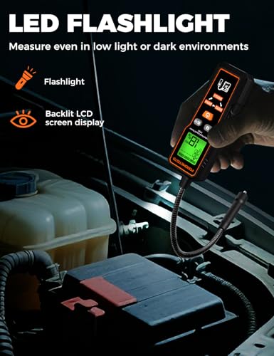 Image of FT01 POROMETISTO Brake Fluid Tester with Flashlight for DOT3,DOT4,DOT5.1 | • Built-in calibration resistor • Brake Fluid Moisture Tester with 8.5-Inch Corrosion Resistance Probe • Data Hold