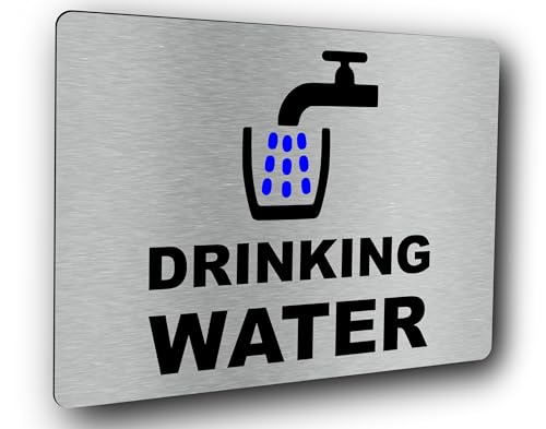 Panneau d'eau potable en aluminium argenté 19x14 cm avec impression UV résistante