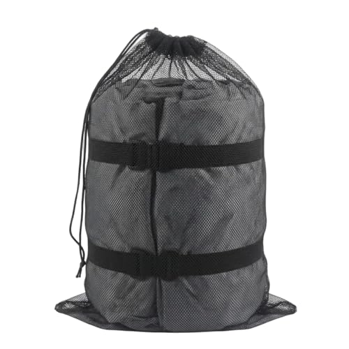 Klmnop Large Mesh Storage Bag for Boat Cover, 29" W x 36" H Heavy Duty Drawstring Mesh Bag with Cord Lock, Breathable Anti-Tear Nylon for Car Cover Organizer, Black