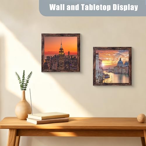 Image of LUCKYLIFE 12x12 Picture Frame Brown for Wall Mounting, 2 Pack
