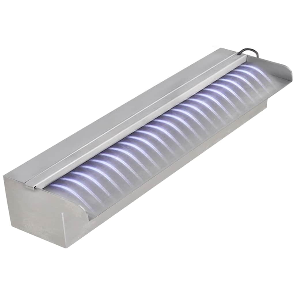 Edelstahl Pool Fontäne mit LED Beleuchtung 45 cm Rechteckig für Teich und Pool Wasserspiel