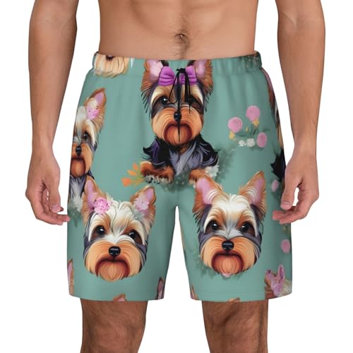 Short de bain homme séchage rapide à motif floral et doublure compression Yorkie