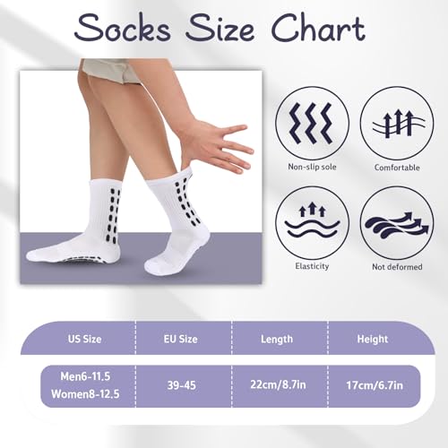 Image of Barrlves 6 Pairs Grip Soccer Socks Colorful Non Slip Sports Football Basketball Hospital Yoga Socks for Men Women