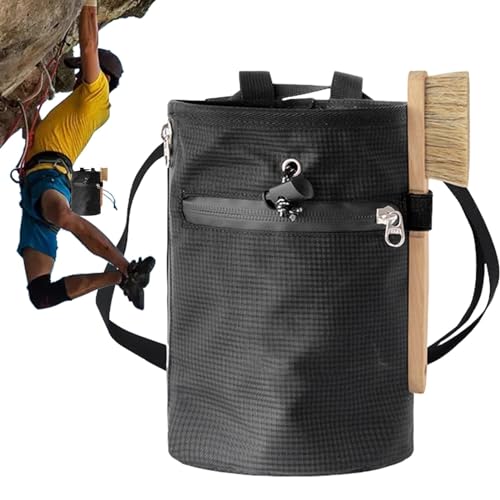 Bolsa de tiza, bolsa de almacenamiento de boulder con bolsillos con cremallera, equipo de escalada en roca con cepillo, bolsa de aperitivos para entrenamiento de mascotas para escalada en roca