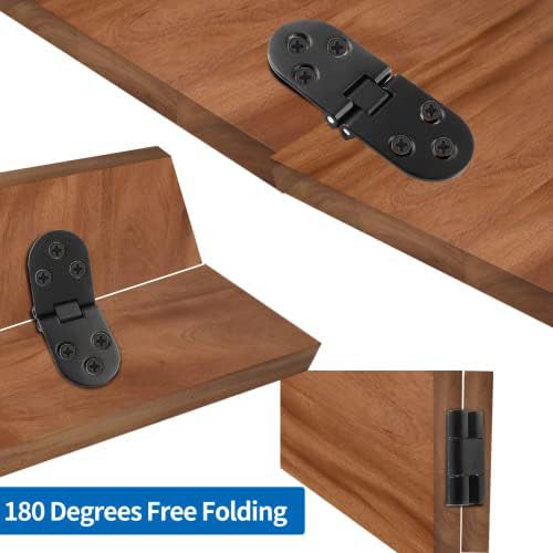 Auvotuis 4Pcs Heavy Duty Folding Table Hinges, Black Sewing Machine Flip Top Hinge Zinc Alloy Butler Tray Hinge with Mounting Screws for Drop Front Desk Drawer, Doors (3.1 x 1.18inch) - Image 4
