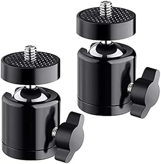 Tripod Mini Ball Head - 1/4" Screw Mini Camera Ball Head, 360 Degree Swivel Bracket Holder Mount Ball head for DSLR Camera, Light Stand, Tripod - 2 PCS (Black)