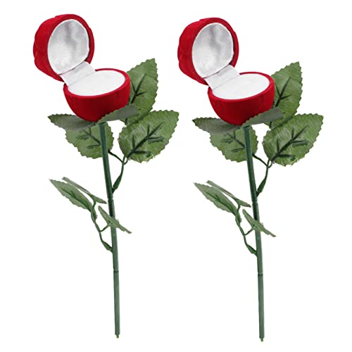 CIYODO Boîte À Bagues En Forme De Rose Rouge Compacte Pour Mariage Et Saint-Valentin Porte-Alliance Élégant Et Pratique Pour Bijoux Coffret Cadeau Romantique