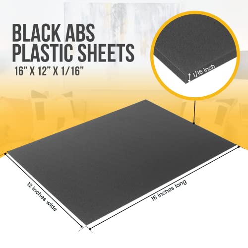 Image of CALPALMY 8-Pack Black ABS Plastic Sheet 1 /16 Inch Thick, 12 inch x 16 inchx 0.06 inch ABS Moldable Plastic Sheet, Flexible Than Acrylic and Plexiglass, DIY Plastic Sheets for Crafts, Decors (Textured & Matte)