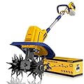 Cordless Tiller Cultivator Compatible with Dewalt 20V Battery(Tool Only), 360RPM Battery Powered Garden Cultivator, 9In Tilling Width & 7In Depth Tiller for Gardening