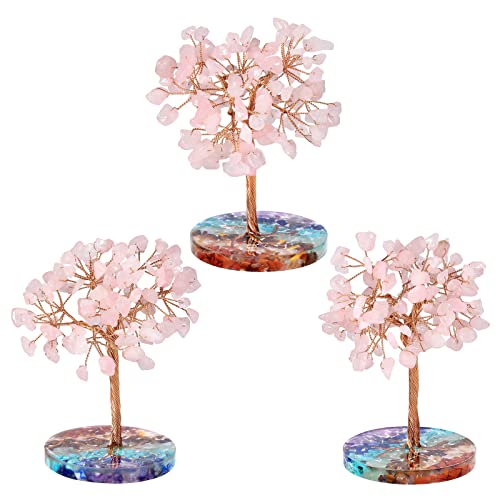 Nupuyai Rose Quartz Crystal Money Tree with 7 Chakra Base - Image 4
