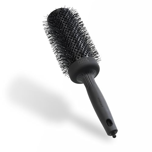 Olivia Garden Expert Blowout Speed Black Label – Mattschwarz - 55 - Keramik-Rundbürste mit extra langem Barrel für 25% schnellere Blowouts