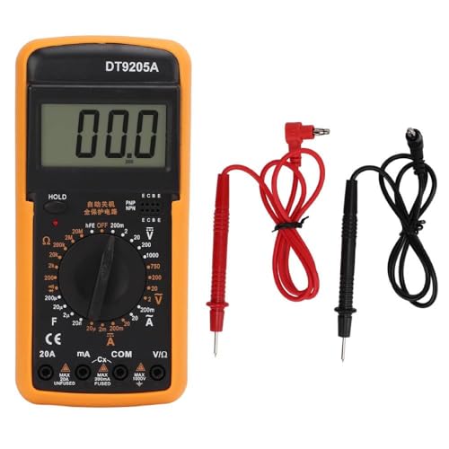 Image of DT-9205 Digital Multimeter | Auto & Manual Ranging | AC /DC Voltage, Current, Resistance, Continuity, Diode, Transistor Test | Portable Handheld LCD Meter for Electronics & Home Use