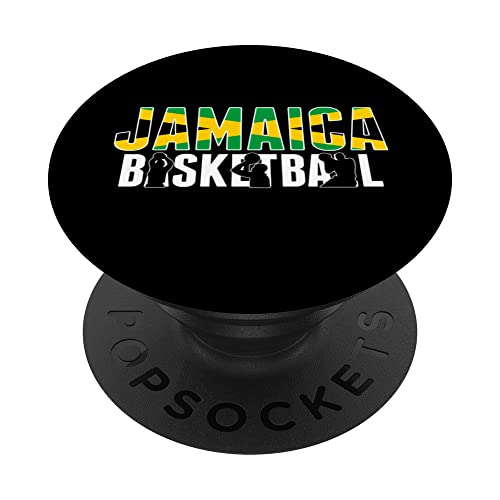 Proud Jamaica Basketball Fans Jersey - Jamaican Flag Baller PopSockets Swappable PopGrip, Black