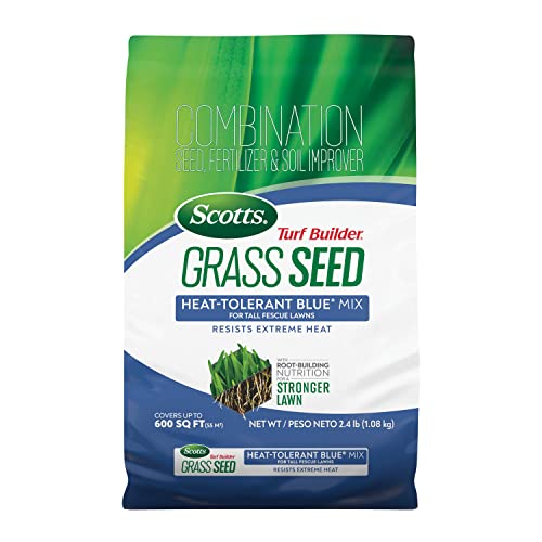 Scotts Turf Builder Grass Seed Heat-Tolerant Blue Mix for Tall Fescue Lawns with Fertilizer and Soil...