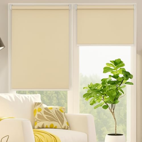 Image of 100% Blackout Roller Blinds for Windows | UV Protection & Thermal Insulated Fabric | Privacy Window Shades for Home & Office | Easy Install