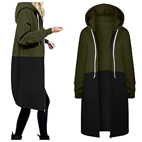 Fall Jackets for Women Trendy,Womens Jacket Fleece With Pockets Long Sleeve Casual Color Block Sweatshirts Round Neck Tops Coats Tees Fall Shirts Women Trendy Army Green