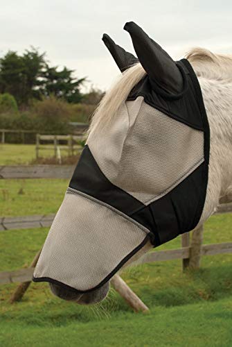 Rhinegold Unisex's 477-XF Fly Mask with Ears and Nose, Black, Extra Full
