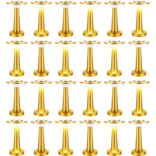 VIHOSE 24 Pcs Gold Cordless Table Lamps LED Portable Table Lamp with Touch Sensor 3 Color Dimming up to 15 Hours Rechargeable Battery Table Lamp for Restaurant Nursery Living Room
