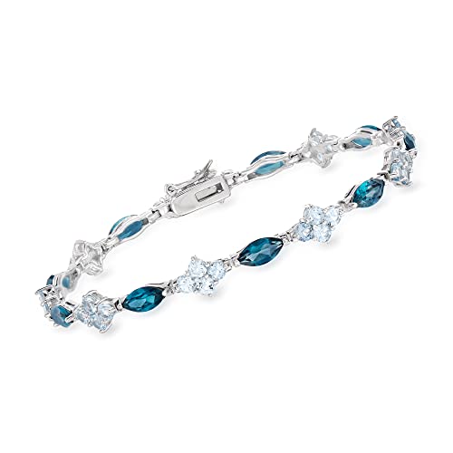Ross-Simons 9.35 ct. t.w. London and Sky Blue Topaz Bracelet in Sterling Silver