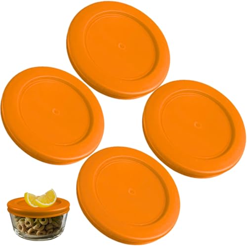 2 Cup/470 mL Orange Replacement Lids/Covers for Pyrex 7200-PC, 2 Cup/16oz Anchor Hocking & Klare Ware Storage Bowls *Lids Only* - *Glass Container Not Included* (4 Pack, Orange)