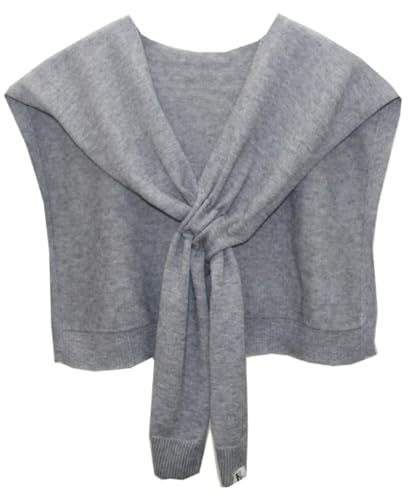 Women's Casual Knitted Sweater Shawl Wraps Tied Sleeves Collar Sweater Scarf Top Lightweight Shoulder Cape for Travel