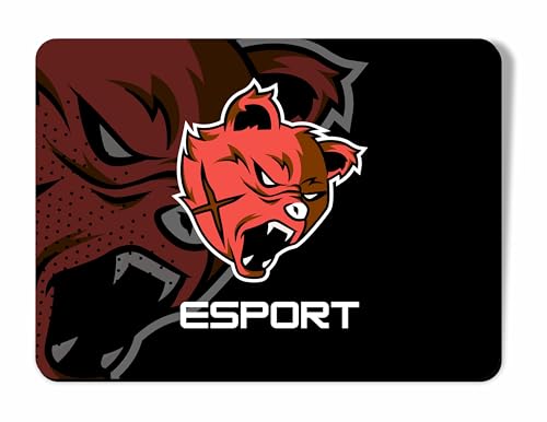 Image of Esports Gaming Mouse Pad 9x7.5 - Non-Slip Rubber Base, Smooth Precision Surface, Durable Stitched Edges - Bear Mascot Design for PC & Laptop Gamers