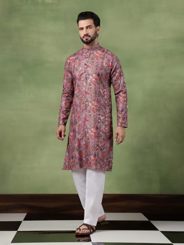 Image of SOJANYA (Since 1958 Men's Cotton Floral Print Long Kurta