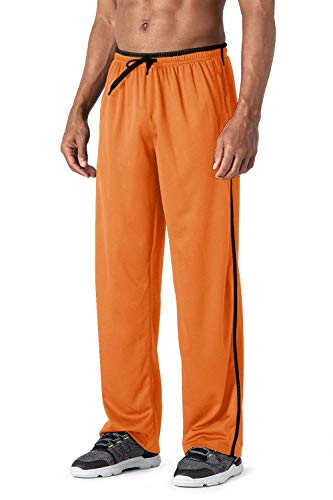 MAGCOMSEN Mens Tracksuit Bottoms Polyester Zip Pockets Workout Pants Mens Jogging Bottoms Straight Leg Loose Trousers Orange