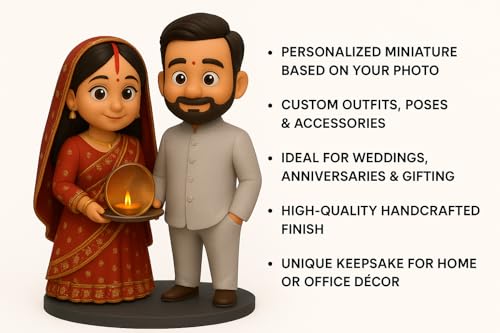 Image of CRAFT3DINDIA Personalized PHOTO TO 3D Couple MINIATURE Figurine (5 Inch) | DECORATIVE FIGURINE