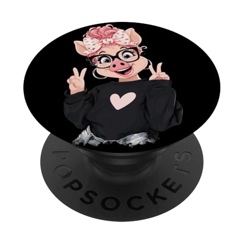 Cute Pig Funny Character Animal Lover Illustration Design PopSockets Adhesive PopGrip