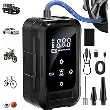 KEPEAK Tire Inflator Portable Air Compressor - Air Pump for Car Tires, 150PSI Electric Bike Pump, Cordless Tire Inflator, Auto Off, Tire Pump for Car, Bike, Motorcycle, Ball