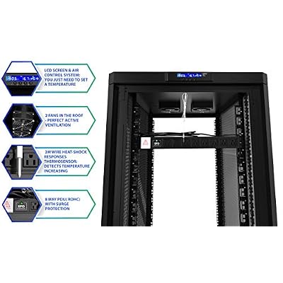 Sysracks 12U Soundproof 35-Depth Server Rack Cabinet Acoustic Quiet Network/IT Server Enclosure, 19 Rack Compatible, Lockable, Cooling Fans & Dust Protection