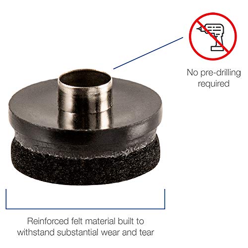 Softtouch 1" Round Nail-On Felt Furniture Glides - Surface Protection For Wooden Furniture, Black (48 Pack) #TOP1