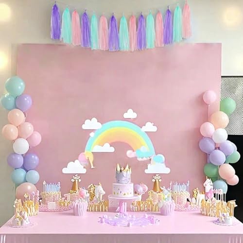 Image of Pink Purple and Blue Tassel Garland Banner Paper Tassels for Birthday Party Decorations,Pack of 15